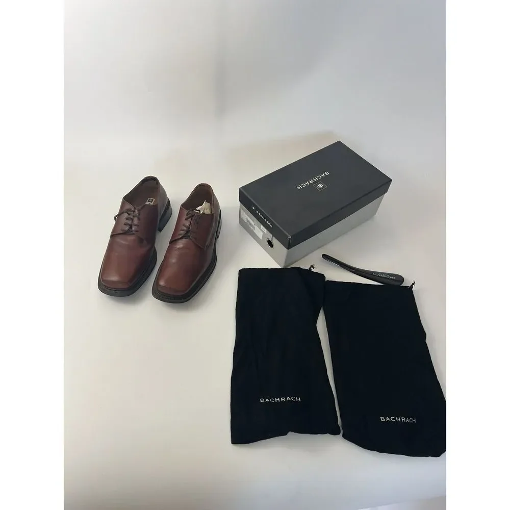 Bacharch Men’s Oxford Dress Shoes Brown Size 10.5 Box And Extras Made In Italy‎